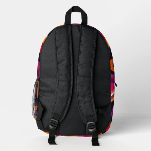Groovy Psychedelic Retro-Wirbel Bedruckter Rucksack (Rückseite)