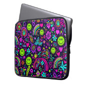 Groovy Psychedelic Smiley Face Laptop Sleeve - 70s (Vorderseite Links)