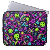 Groovy Psychedelic Smiley Face Laptop Sleeve - 70s (Vorderseite)