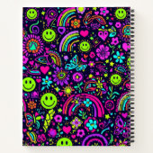 Groovy Psychedelic Smiley Face Notebook - Retro 70 Notizblock (Rückseite)