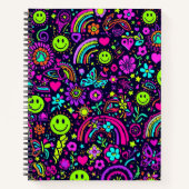Groovy Psychedelic Smiley Face Notebook - Retro 70 Notizblock (Vorderseite)
