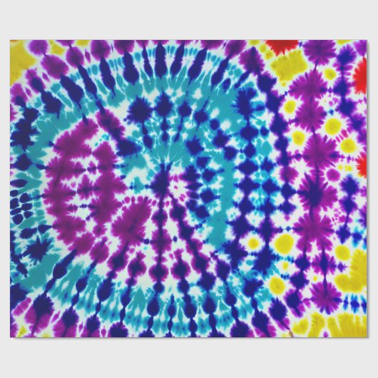 Groovy Psychedelic Spiral Gefärbte Krawatte Batik Geschenkpapier (Flach)