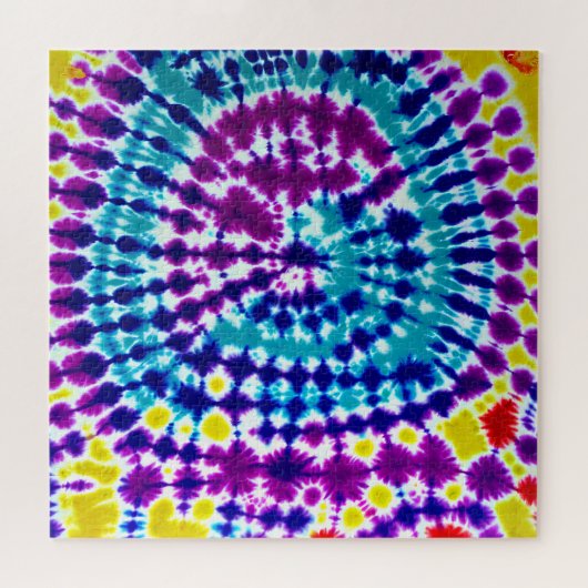 Groovy Psychedelic Spiral Gefärbte Krawatte Batik Puzzle (Horizontal)