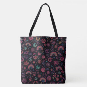 Groovy-Psychedelic-Tasche 70er Regenbogen & Smil Tasche