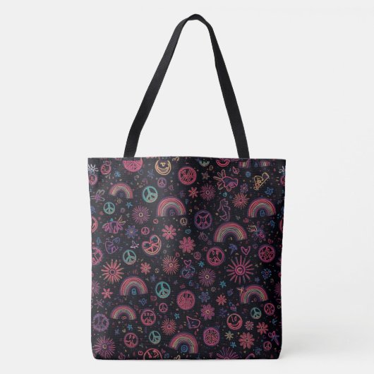 Groovy-Psychedelic-Tasche | 70er Regenbogen & Smil Tasche (Vorderseite)