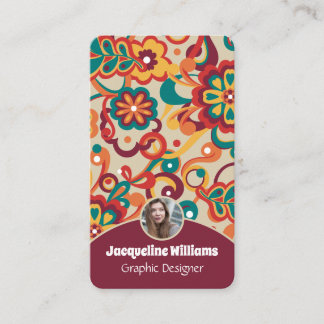Groovy psychedelische 60er 70er Floral II Visitenkarte