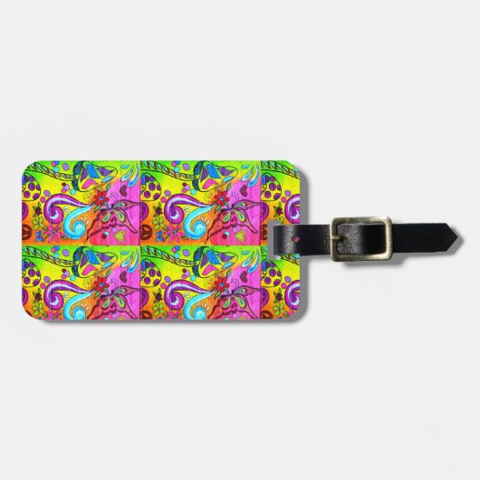groovy psychedelische Pilze Gepäckanhänger (Vorderseite horizontal)