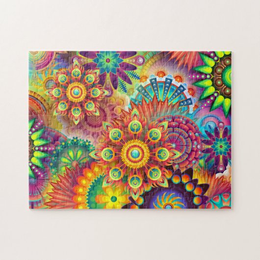 Groovy Psychedlic Kaleidoskop Farben schwierig Puzzle (Horizontal)