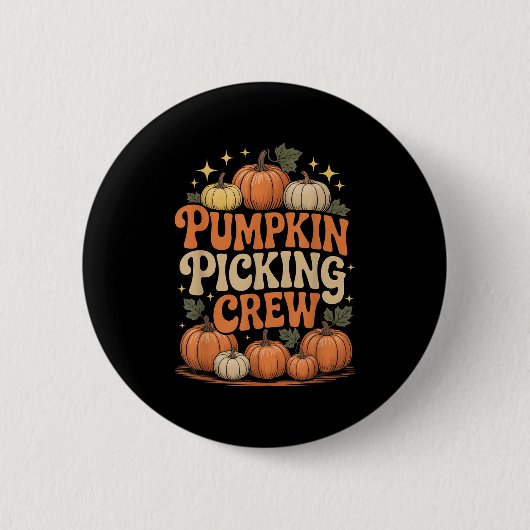 Groovy Pumpkin Cking Crew Matching Family Autumn F Button (Vorderseite)