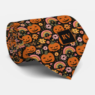 Groovy Pumpkin Magic Halloween Mit Monogramm Krawatte