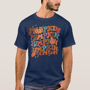 Groovy Pumpkin Season Hello Fall Vibes Retro T-Shirt