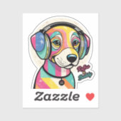 Groovy Puppy: Eine farbenfrohe Kanine Aufkleber (Blatt)