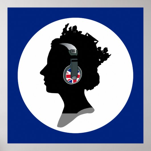 GROOVY QUEEN ELIZABETH MIT DJ HEADPHONES POSTER (Vorne)