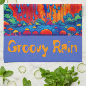 Groovy Rain Retro Style Geschirrtuch (Gefaltet)