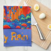 Groovy Rain Retro Style Geschirrtuch (Viertel Falte)