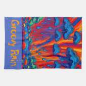 Groovy Rain Retro Style Geschirrtuch (Horizontal)