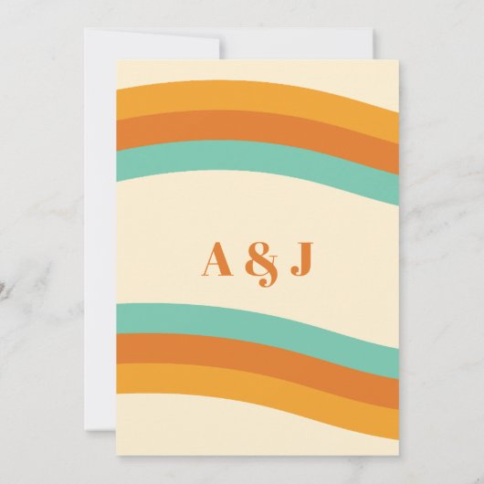 Groovy Rainbow 1970s Style Boho Daisy Wedding Einladung (Rückseite)