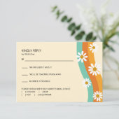 Groovy Rainbow 1970s Style Boho Daisy Wedding RSVP Karte (Stehend Vorderseite)