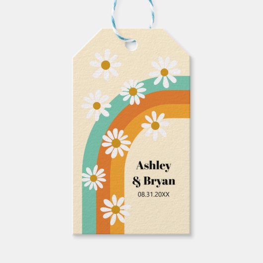 Groovy Rainbow 1970s Style Boho Gastgeschenk Hochz Geschenkanhänger (Vorderseite)