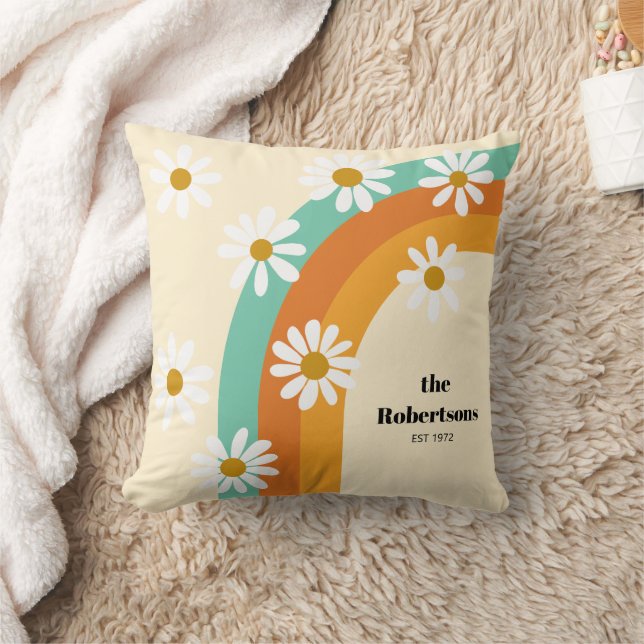 Groovy Rainbow 1970s Style Boho Personalisiert Kissen (Decke)