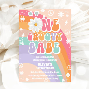 Groovy Rainbow 1. Geburtstagseinladung Einladung