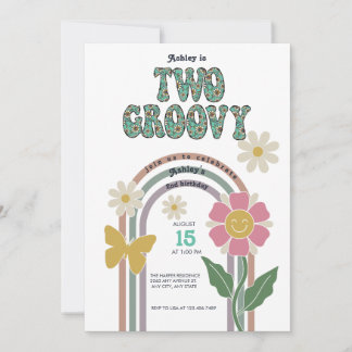 Groovy Rainbow | 2. Geburtstag Einladung