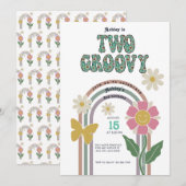 Groovy Rainbow | 2. Geburtstag Einladung (Vorne/Hinten)