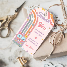 Groovy Rainbow Birthday Party Danke für Ihr Gesche Geschenkanhänger