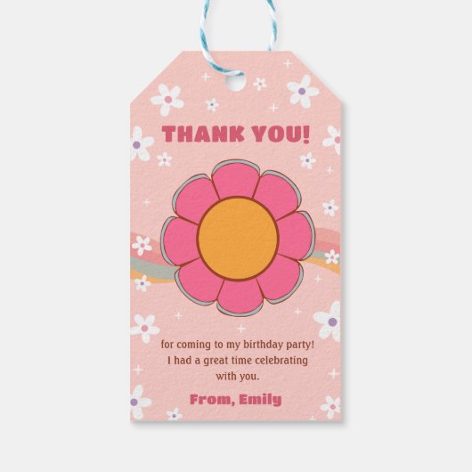 Groovy Rainbow Birthday Party Danke Geschenkanhänger (Rückseite)