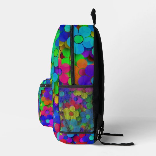 Groovy Rainbow Blume Bedruckter Rucksack (Rechts)