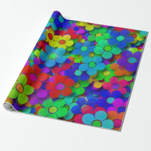 Groovy Rainbow Blume Blue Geschenkpapier