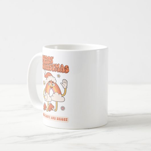 Groovy Rainbow Christmas - Sei hell und fröhlich Kaffeetasse (Vorderseite Links)