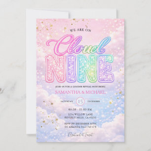Groovy Rainbow Cloud Nine Glitter Geschlecht Enthü Einladung