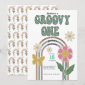 Groovy Rainbow | Einladungen zum 1. (Vorne/Hinten)
