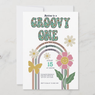 Groovy Rainbow Einladungen zum 1. Geburtstag
