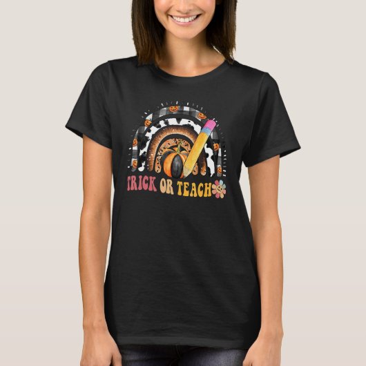 Groovy Rainbow Halloween Costume For Teacher Trick T-Shirt (Vorderseite)
