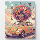 Groovy Rainbow Retro 70er Jahre Boho Flower Power Fotoplatte (Vorderseite)