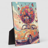 Groovy Rainbow Retro 70er Jahre Boho Flower Power Fotoplatte (Seite)