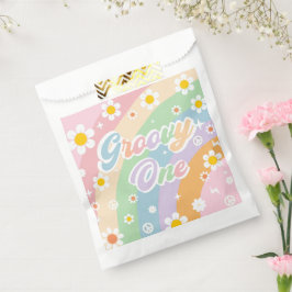 Groovy Rainbow Retro Daisy Birthday Party Geschenktütchen