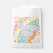 Groovy Rainbow Retro Daisy Birthday Party Geschenktütchen (Vorderseite)