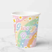 Groovy Rainbow Retro Daisy Birthday Party Pappbecher (Vorderseite)