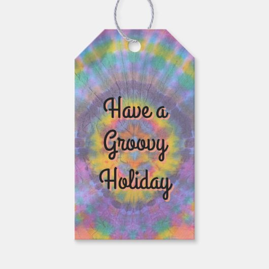 Groovy Rainbow Tie-dye  Geschenkanhänger (Vorderseite)