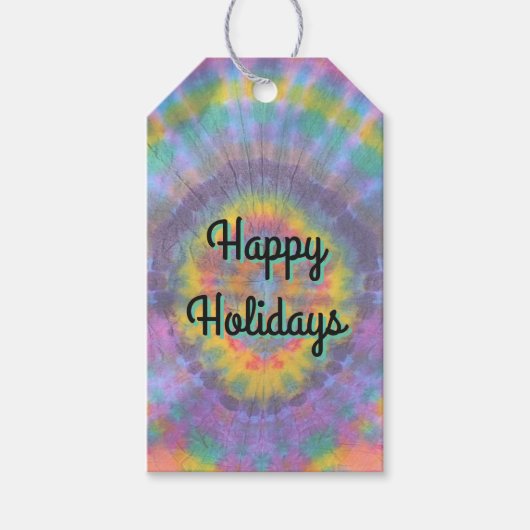 Groovy Rainbow Tie-dye Geschenkanhänger (Vorderseite)