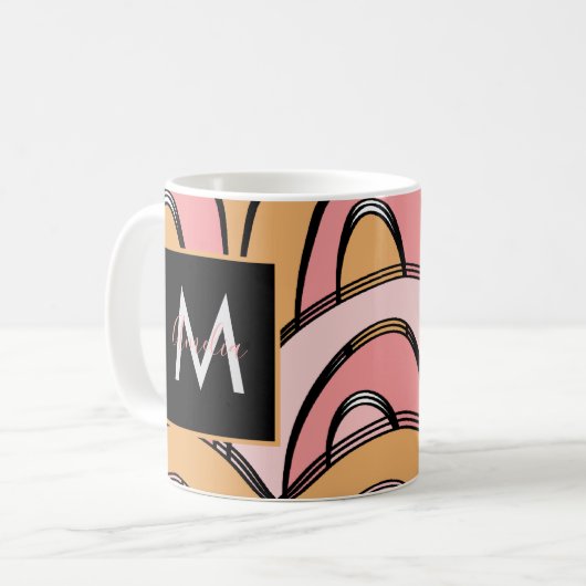 Groovy Rainbows Muster Orange Pink Kaffeetasse (Vorderseite Links)