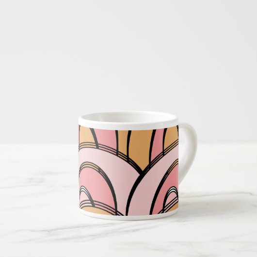 Groovy Rainbows Orange Pink Pattern Espressotasse (Vorderseite Rechts)