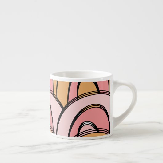 Groovy Rainbows Orange Pink Pattern Espressotasse (Rechts)