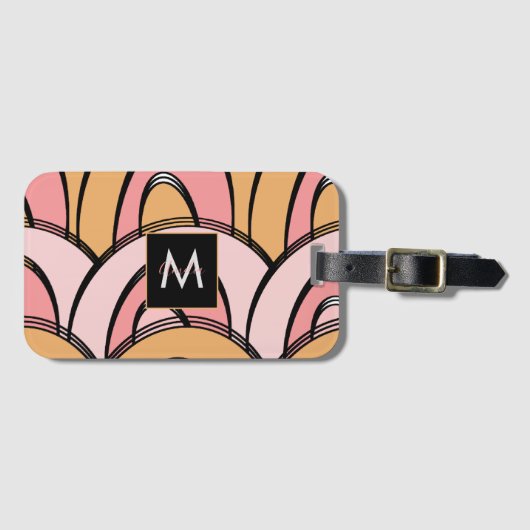 Groovy Rainbows Orange Pink Pattern Gepäckanhänger (Vorderseite (Horizontal))