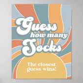 Groovy rät wie viele Socken Retro Baby Duschspiel Poster (Vorne)