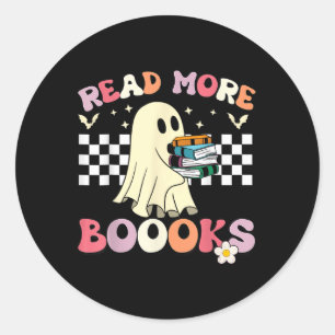 Groovy Read more Bücher Niedlich Ghost Boo Funny K Runder Aufkleber