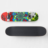 Groovy Red Blue Yellow Abstrakt Spirale Art Skateboard (Horizontal)